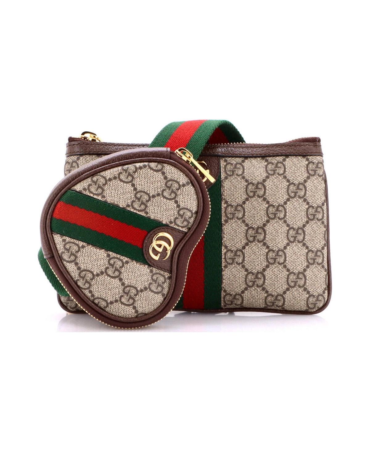 Pre-Owned Gucci Ophidia Heart Utility Double Belt Bag Gg Coated Canvas - Brown