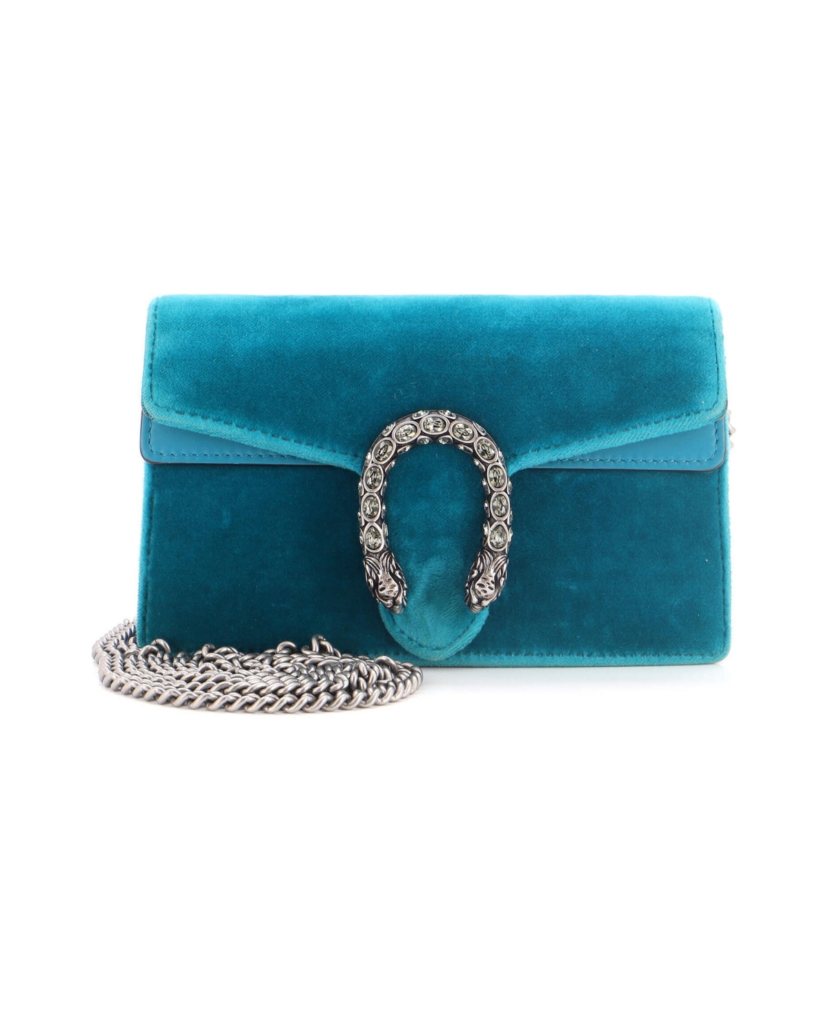 Pre-Owned Gucci Super Mini Dionysus Bag Velvet - Blue