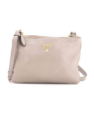 Small Double Zip Crossbody Bag Vitello Daino