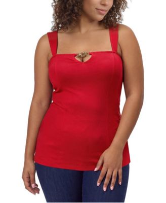 Plus Size Foxy Chain Keyhole Front Square Neck Tank Top