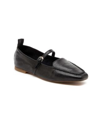 Women's Ferry Square-Toe Leather Mary Jane Flats