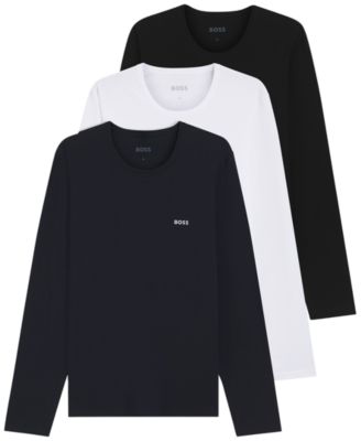 Men's Long-Sleeve Crewneck Embroidered Logo T-Shirts, 3-Pack