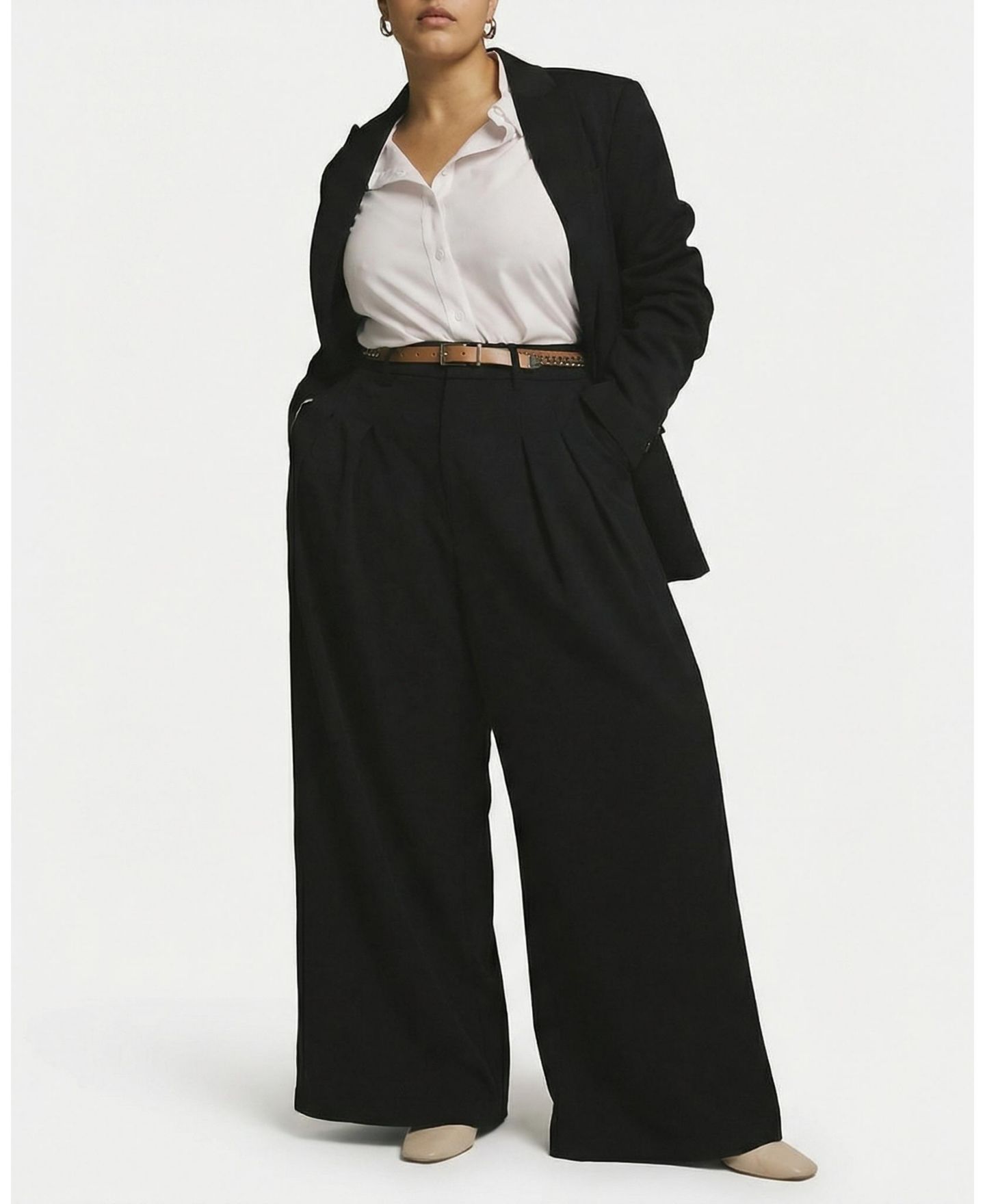 Женские брюки Universal Standard Plus Size All Day Palais Wide Leg, цвет: Чёрный — фото 3