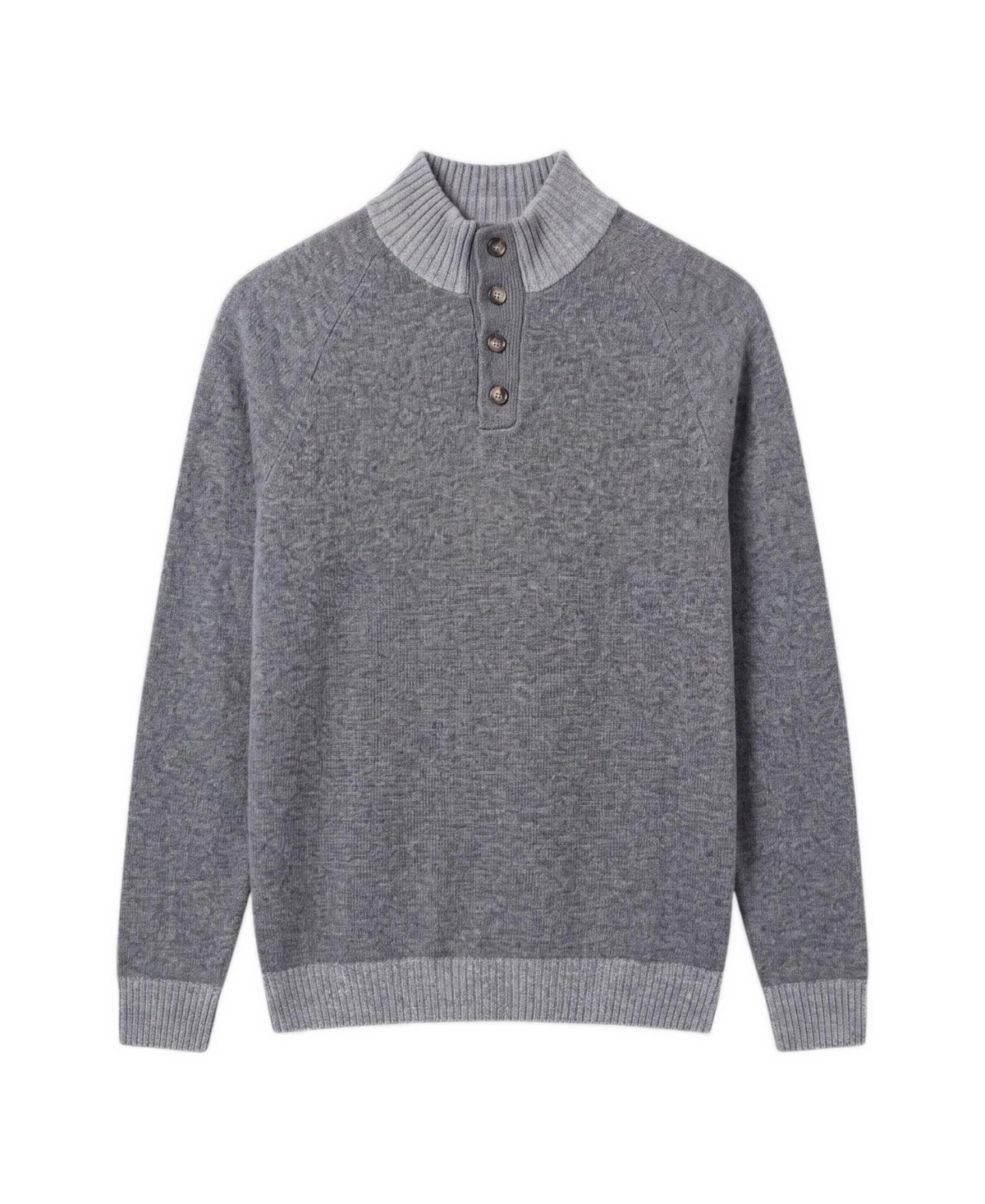 Garnet Men's Regular-Fit Button-Placket Mock Neck Sweater - Charcoal