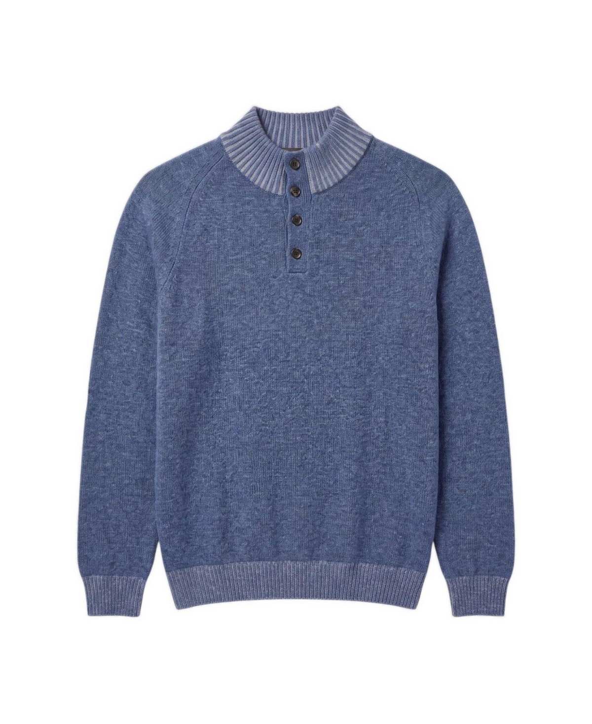 Garnet Men's Regular-Fit Button-Placket Mock Neck Sweater - Indigo