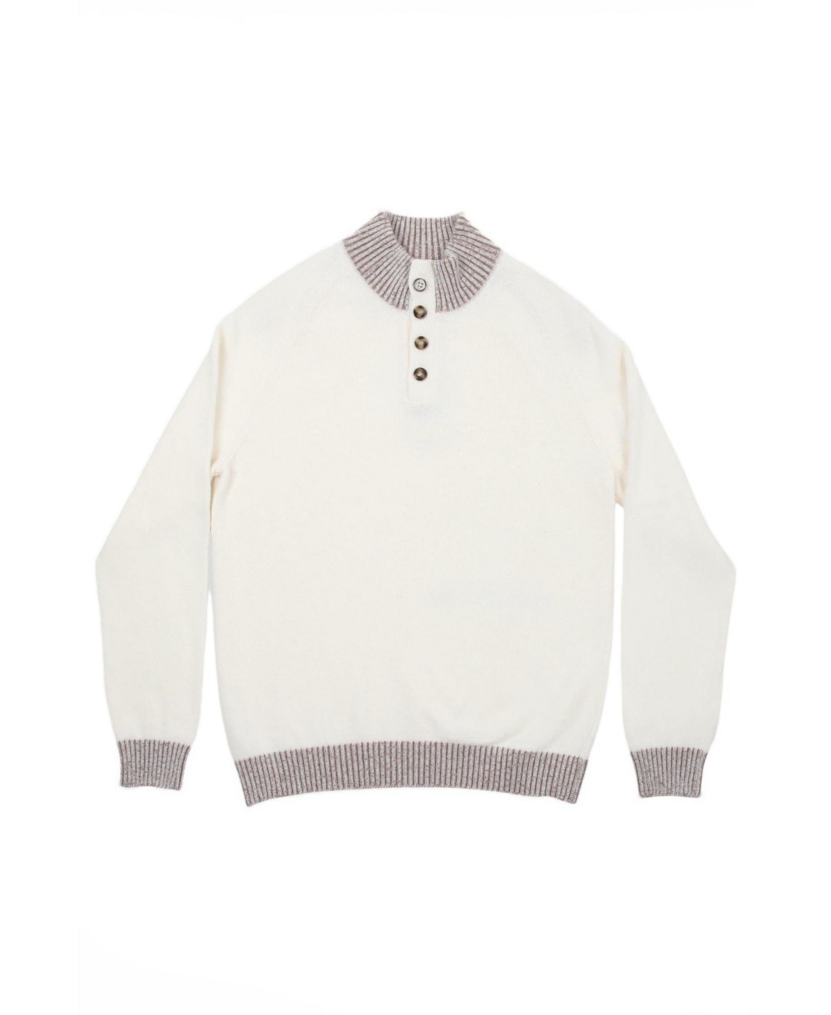 Garnet Men's Regular-Fit Button-Placket Mock Neck Sweater - Off white