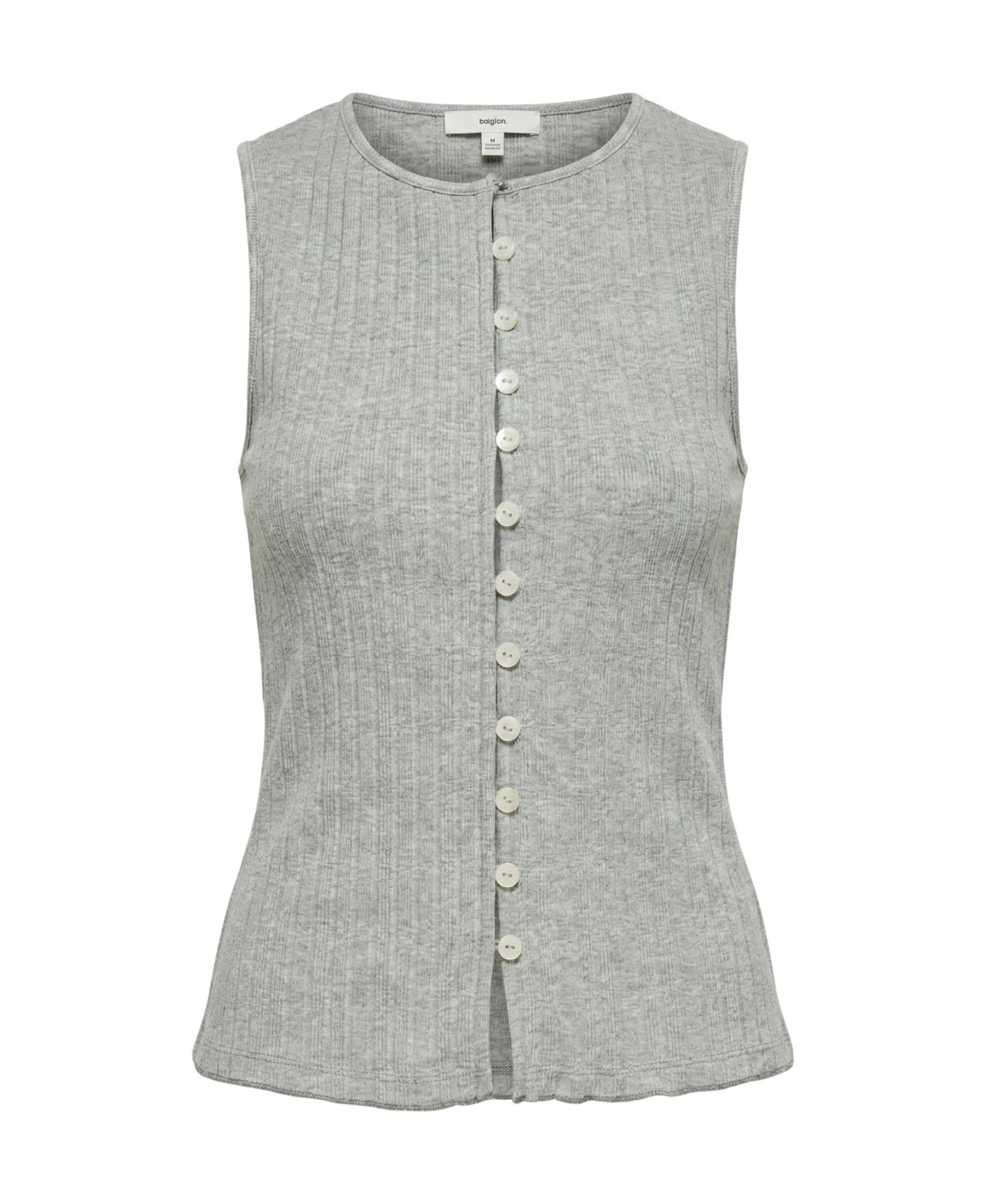 Женский топ Modenaire Ribbed Knit Off-Center Button-Front, цвет: Меланжевый серый — фото 7