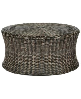 Dark Brown Rattan Coffee Table with Mango Wood Frame and Sturdy Design