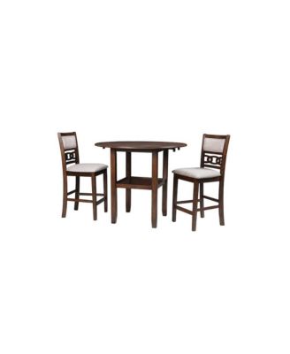 Cherry 3 Piece Drop Leaf Table and 2 Chairs, Small Round Dining Table Set