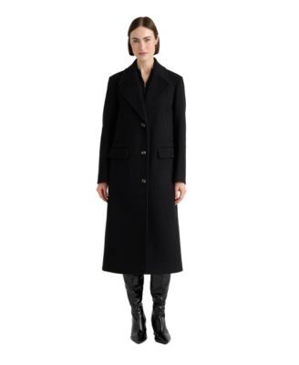 Women's Faux Wool Longline Single Breasted Coat