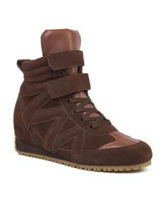 Tall High-Top Wedge Suede Sneakers