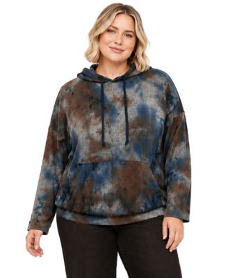 Plus Size Tie Dye Cozy Pocket Pullover Sweatshirt