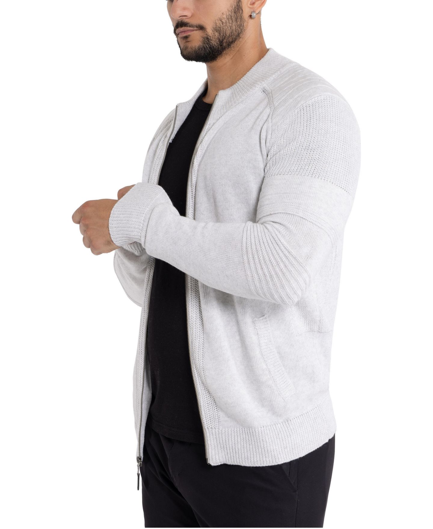 Мужской кардиган XRAY Full-Zip Mock-Neck, цвет: Овсяный — фото 2