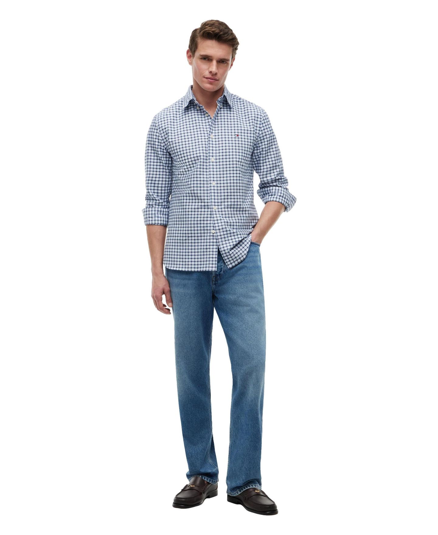 Мужская рубашка Tommy Hilfiger Heritage Oxford Small Check, цвет: Синий / Клетчатый — фото 2