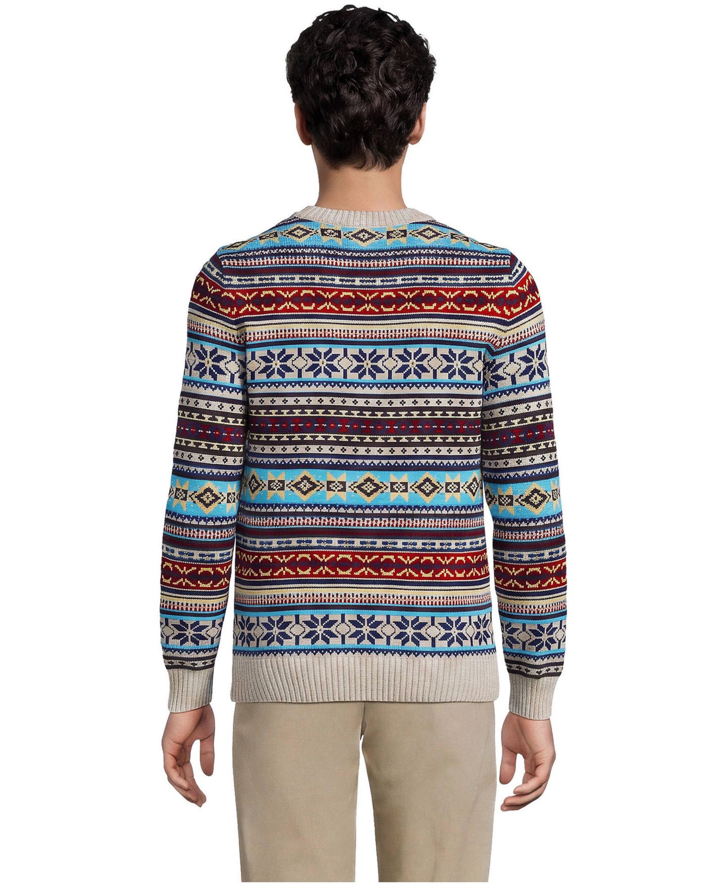 Мужской свитер Lands' End Drifter Fair Isle Long-Sleeve Crewneck, цвет: Берёзовый — фото 3