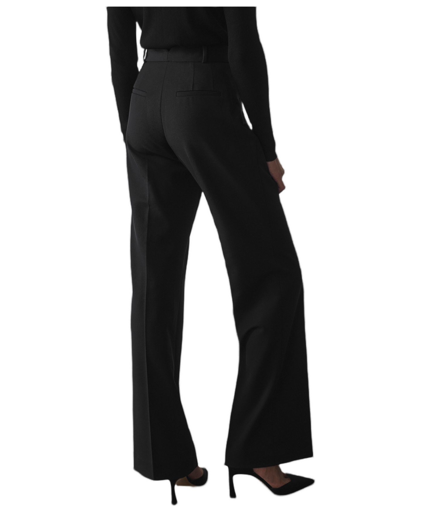 Женские брюки The Fold Alzira High-Waisted, Wide-Leg, Tailored, цвет: Чёрный — фото 3