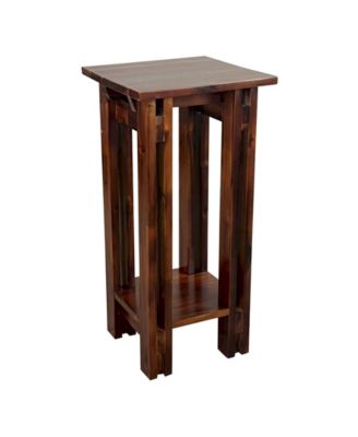 13" Square Wood Plant Stand Table with Shelf
