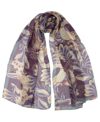 Delfina Floral-Print Silk Wrap Scarf, 27" x 70"