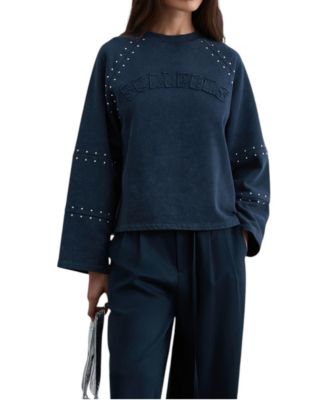 Women's Crewneck Studs Logo Patch Sweatshirt