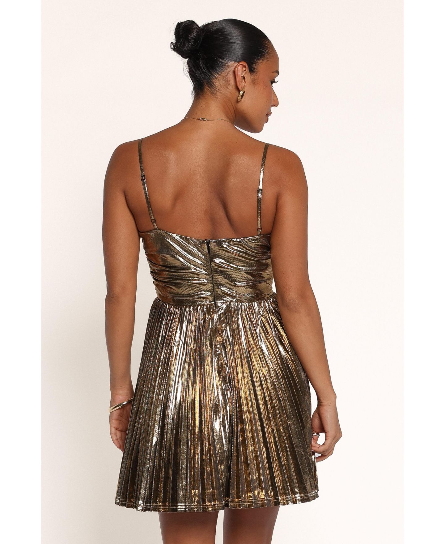 Женское платье Petal and Pup Reina Metallic Sweetheart Fit & Flare Mini, цвет: Золотой — фото 7