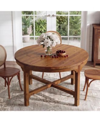 Solid Wood Round Dining Table, 47" Farmhouse Kitchen Table