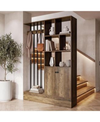 Room Divider with Shelves,70.1-Inch Wall Partition Dividers