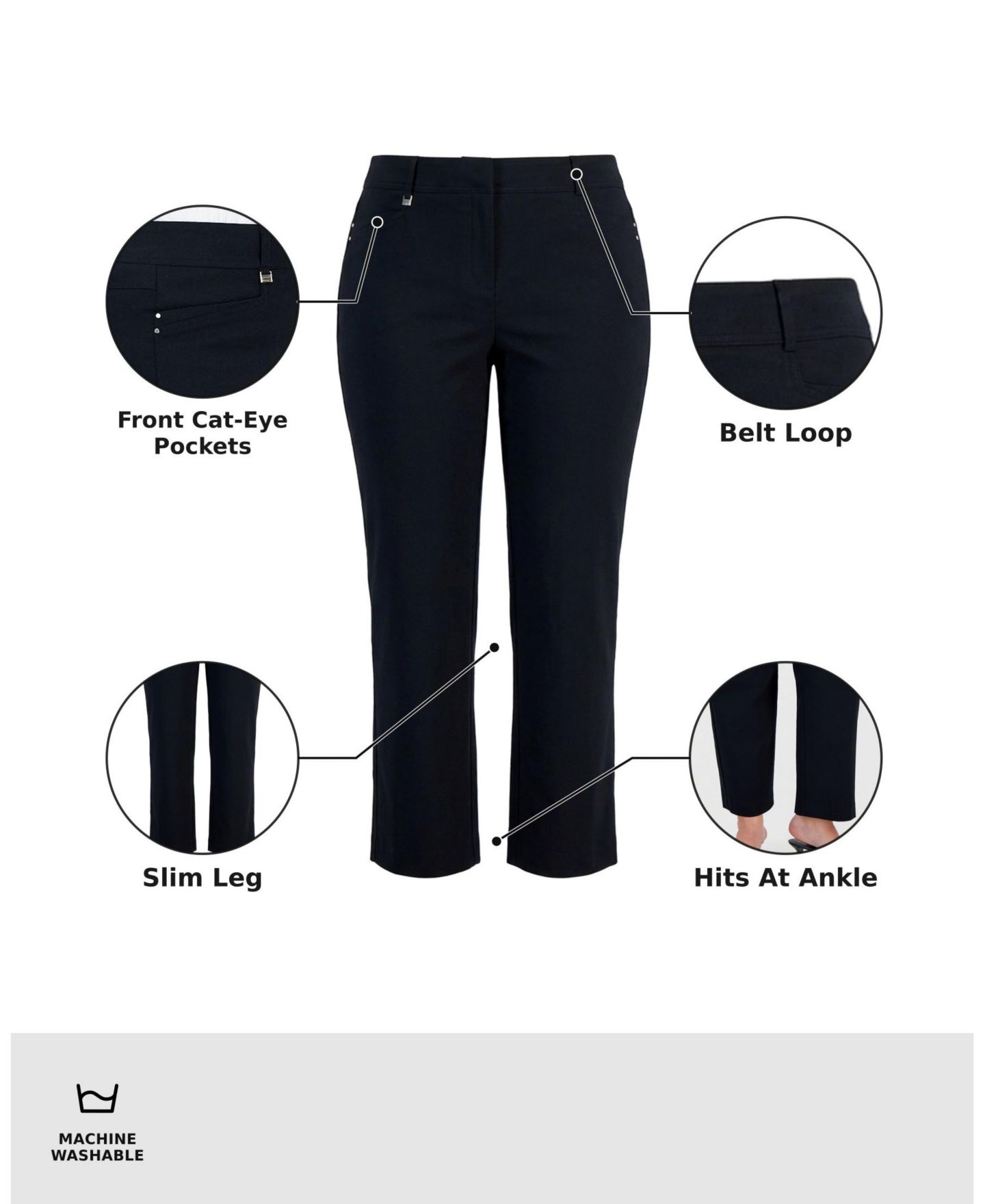 Женские брюки JM Collection Plus and Petite Plus Size Curvy, цвет: Глубокий чёрный — фото 3