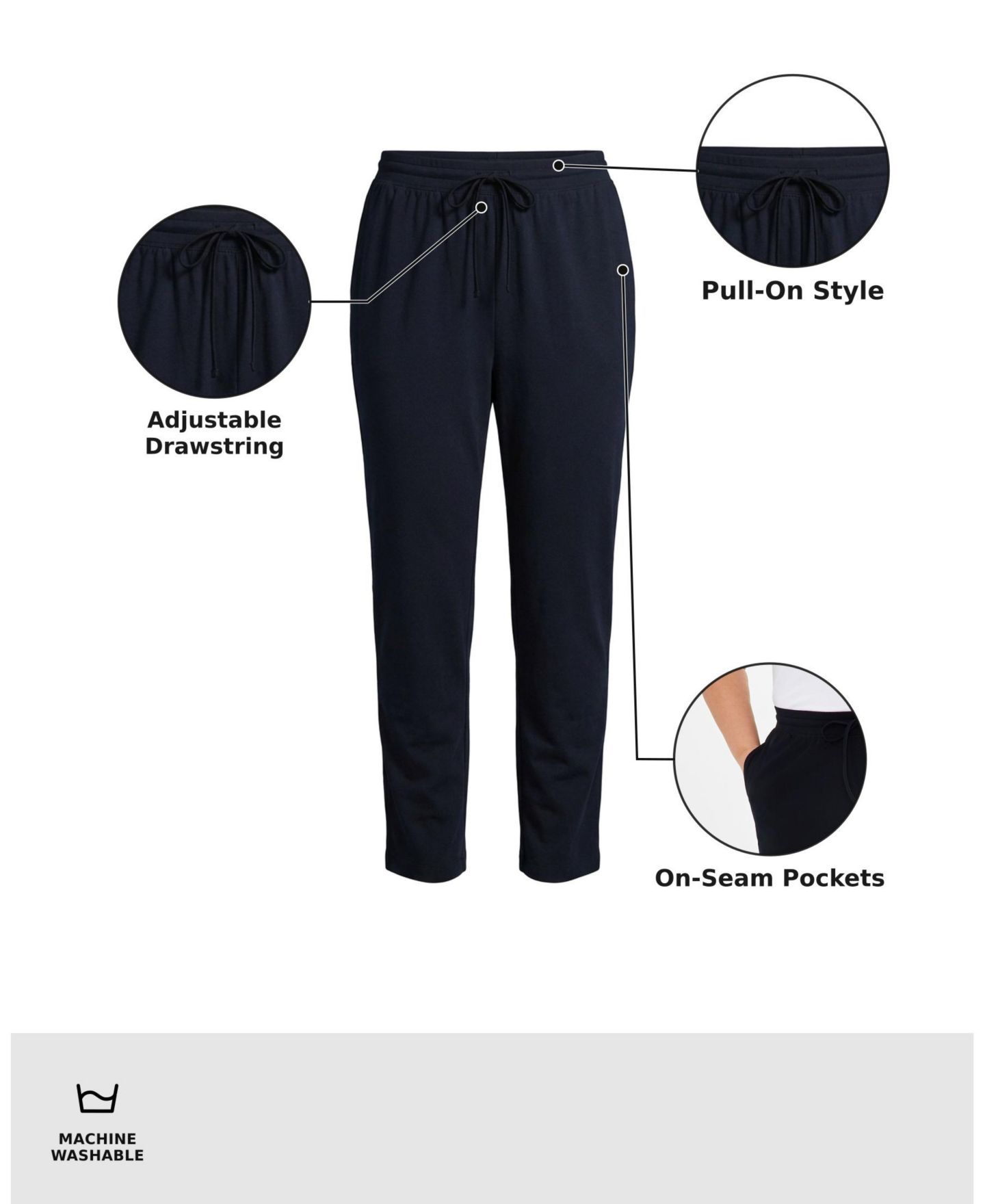 Женские брюки Style & Co Plus Size Mid-Rise Drawstring-Waist Sweatpants, цвет: Глубокий чёрный — фото 2