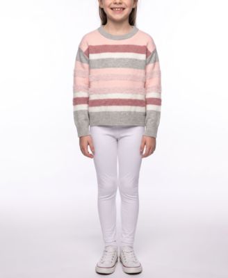 Girls' 7-16 Long-Sleeve Striped Crewneck Sweater