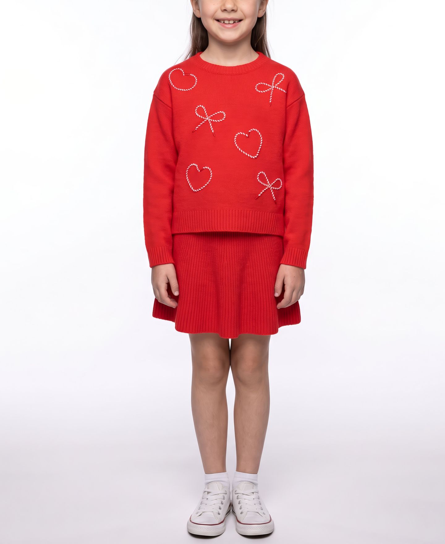 Свитер CeCe Bow Heart Soutache Long-Sleeve для девочек, цвет: Красный — фото 3