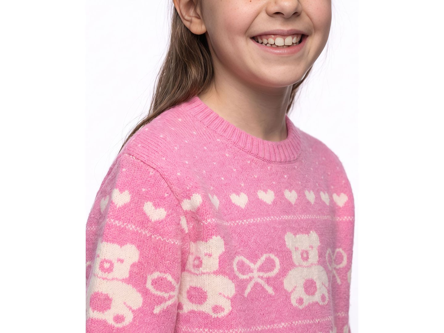 Свитер CeCe Bear Fairisle Crewneck для девочек, цвет: Тёмный розовый — фото 4
