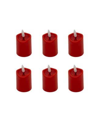 Set of 6 Battery-Operated 3D Wick Flame Mini Pillars