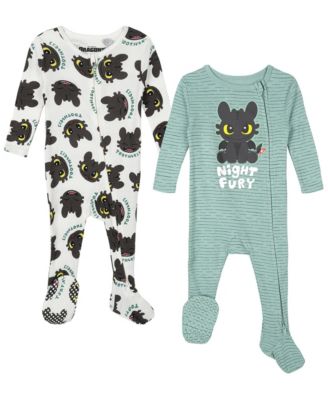 Baby Boys' Toothless Two-Way Zipper Long-Sleeve Cotton-Blend Footed Coveralls, 2-Piece Set