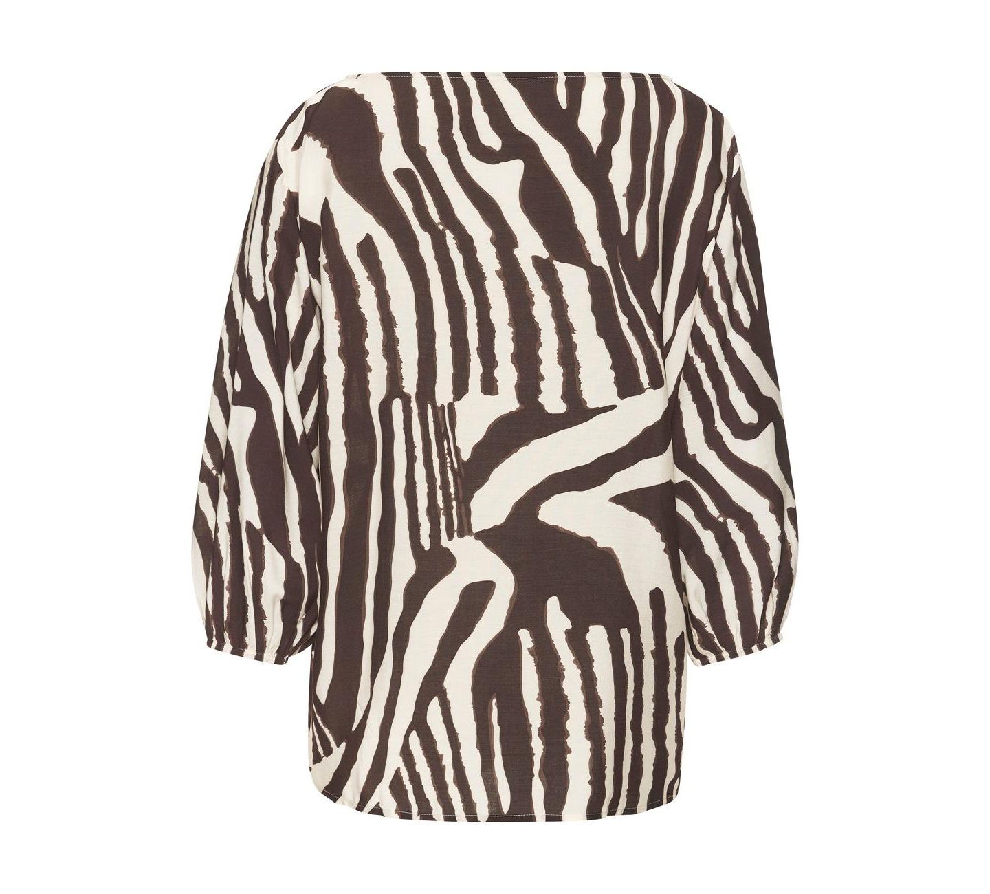 Женская блузка Lascana Abstract-Print Boat-Neck Balloon-Sleeve, цвет: Молочный / Коричневый — фото 6
