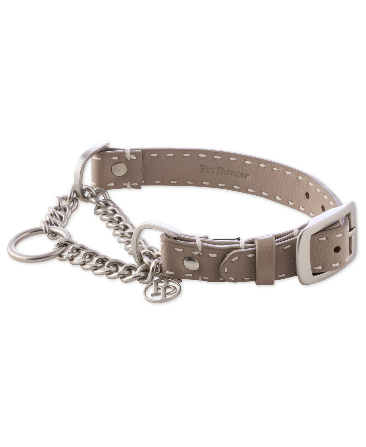 Pet Passion Rein The Faux Leather Chain Martingale - Dappled cashmere