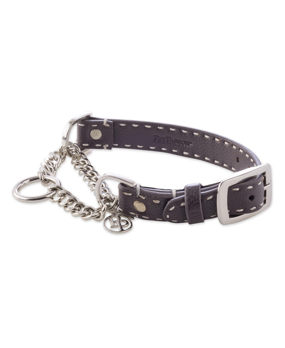 Pet Passion Rein The Faux Leather Chain Martingale - Chocolate espresso