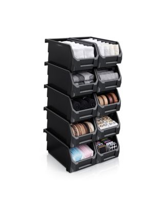 Medium Open Front Stackable Clothing Storage Bin - Closet and Wardrobe Organizer