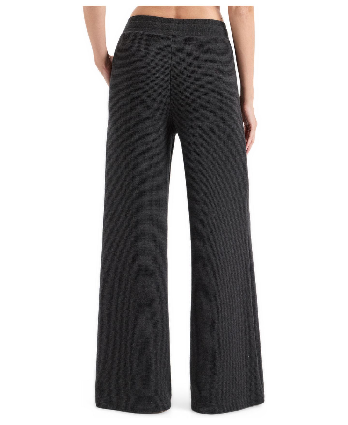 Женские брюки Pact Luxe Organic Cotton-Blend Waffle-Knit Mid-Rise Wide-Leg, цвет: Тёмный угольный меланжевый — фото 2