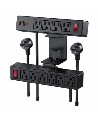 13-in-1 Desk Mount Surge Protector Power Strip for Computers & Laptops