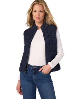 Petite Reversible Cable-Knit Fitted Vest Sweater