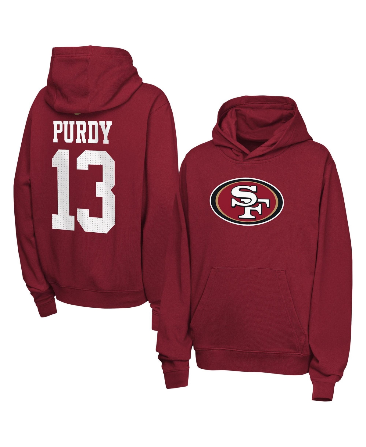 Nike Big Boys' and Girls' Brock Purdy Scarlet San Francisco 49ers Name & Number Club Fleece Hoodie - Scarlet