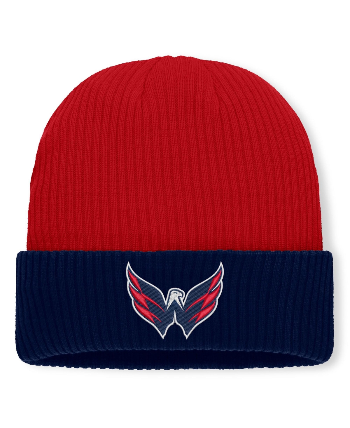 Fanatics Men's Red Washington Capitals Authentic Pro Rink Cuffed Knit Hat - Red, Navy