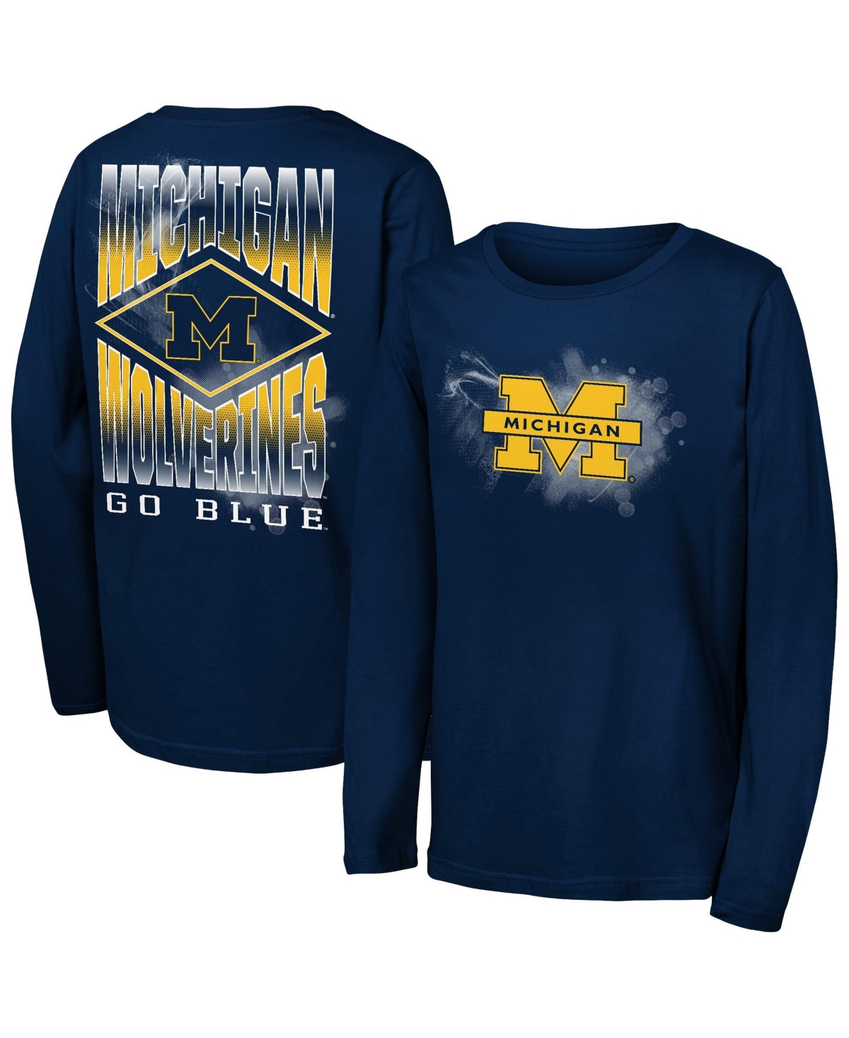 Outerstuff Big Boys' and Girls' Navy Michigan Wolverines Full Steam Long-Sleeve T-Shirt - Navy