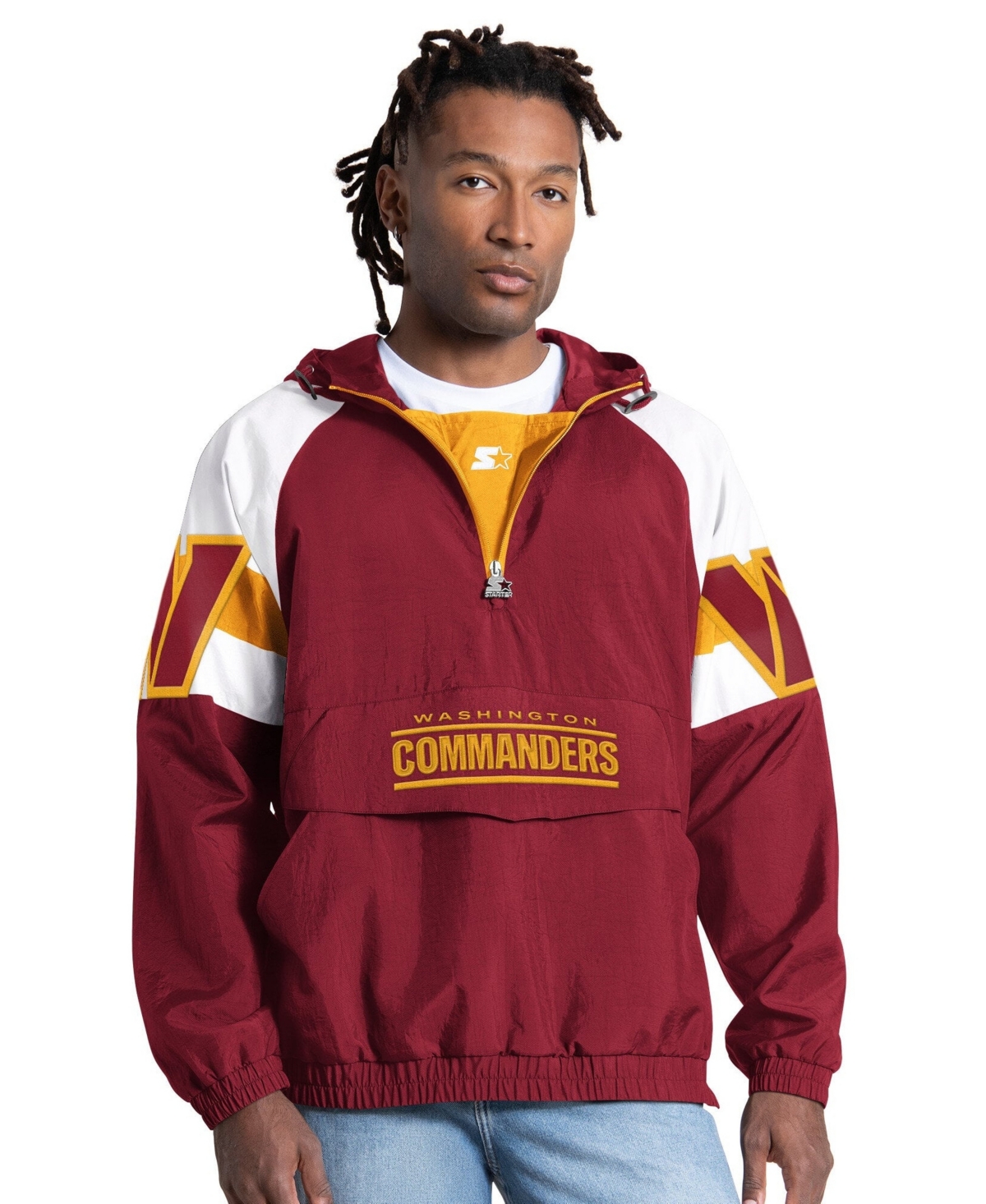 Starter Men's Burgundy Washington Commanders Street Cut Half-Zip Jacket - Burgundy, Gold