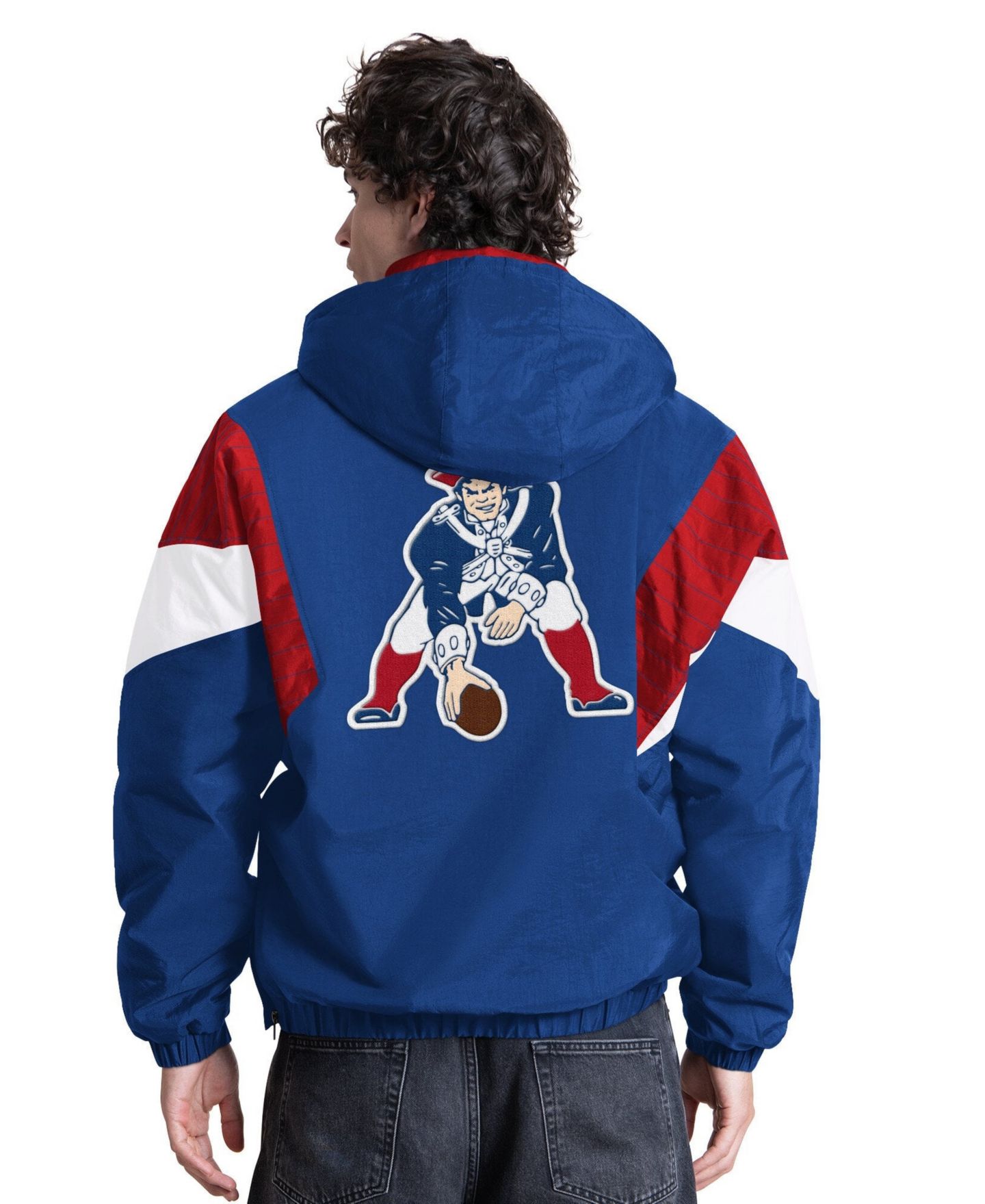 Мужское худи Starter Royal New England Patriots The Throwback Retro Logo Half-Zip Hooded — фото 2