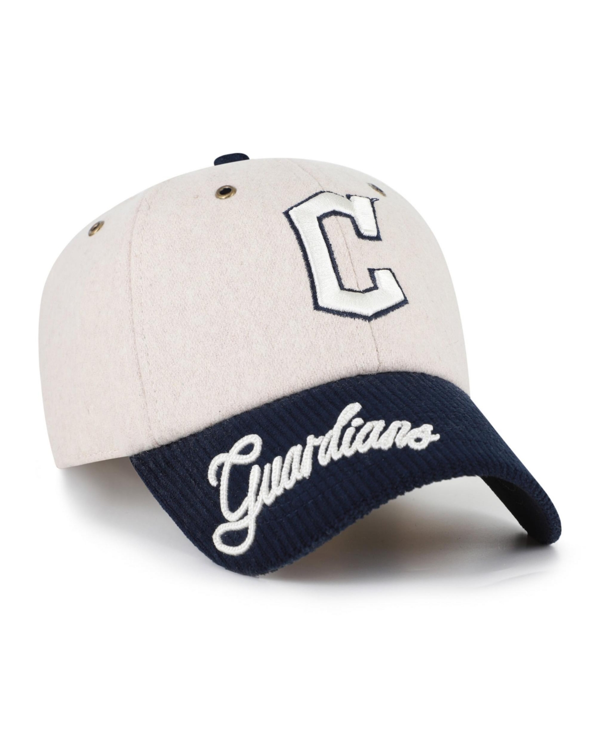 '47 Brand Men's Natural/Navy Cleveland Guardians Rope Script Clean Up Adjustable Hat - Natural, Navy