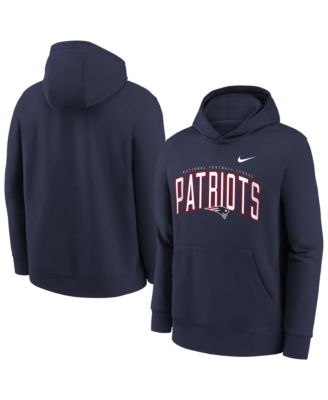 Big Boys' and Girls' Navy New England Patriots Logo Arch Fleece Hoodie