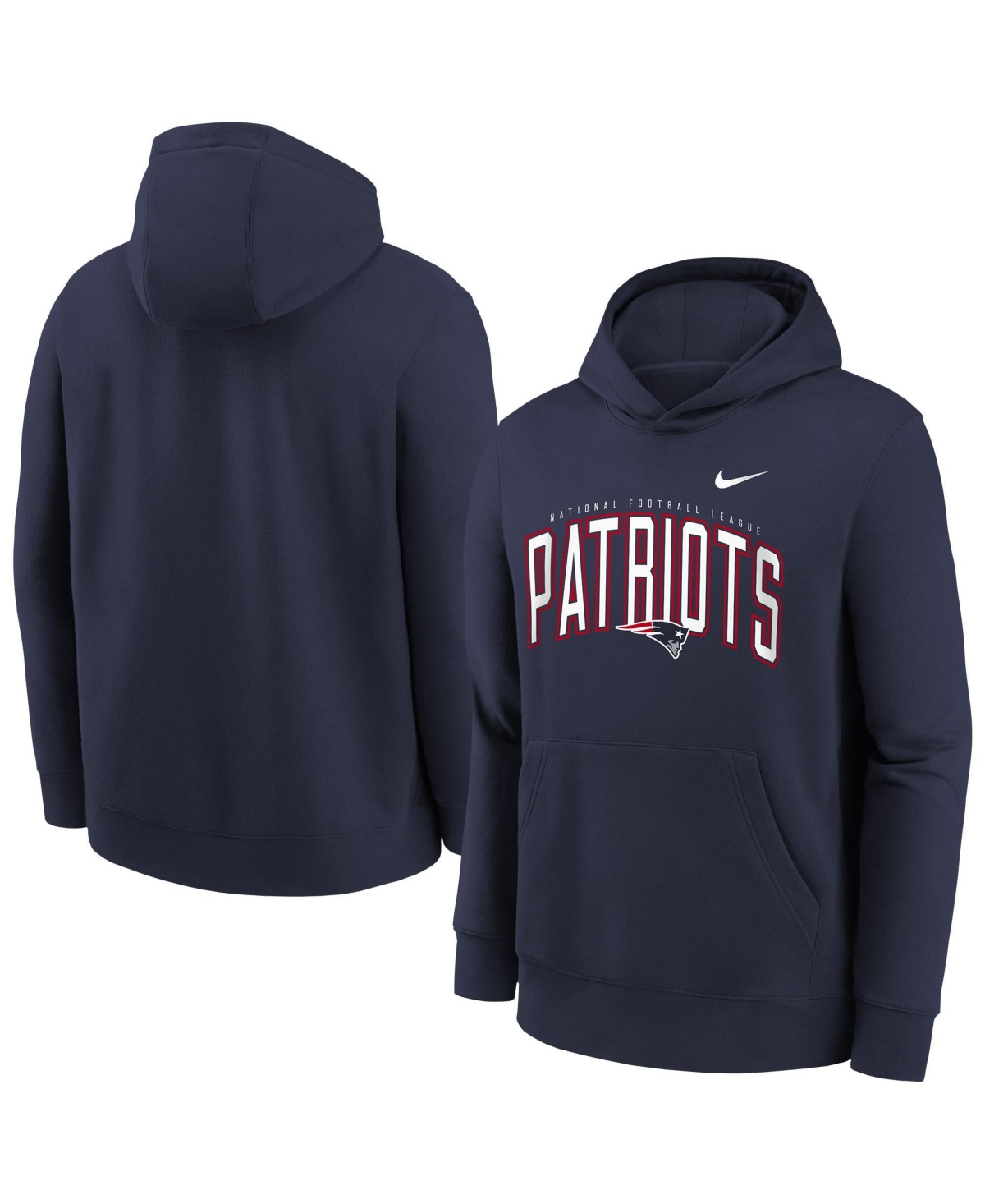 Nike Big Boys' and Girls' Navy New England Patriots Logo Arch Fleece Hoodie - Navy