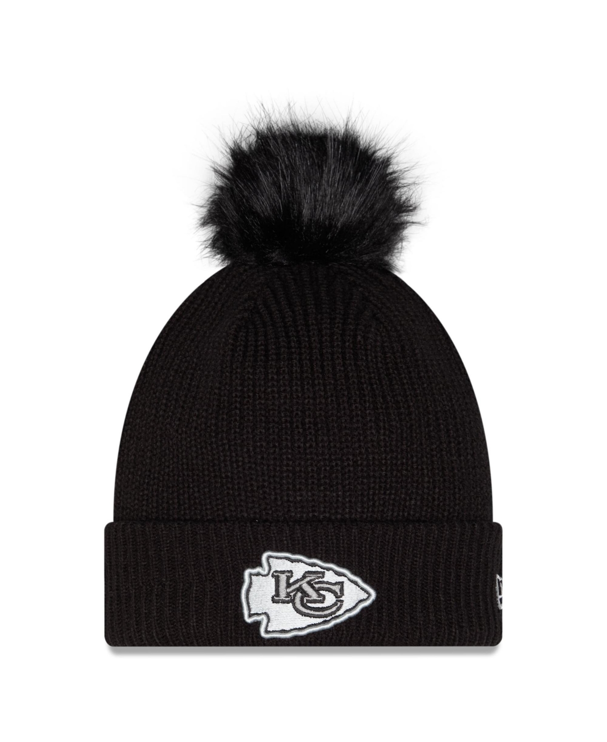 New Era Women's Black Kansas City Chiefs 2026 Salute To Service Cuffed Knit with pom Hat - Black