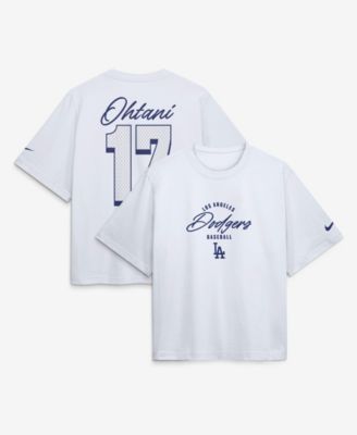 Women's Shohei Ohtani White Los Angeles Dodgers Premium Essentials Boxy Name & Number T-Shirt